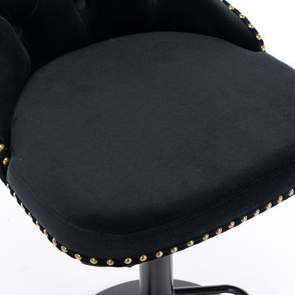 A&A Furniture,Swivel Velvet Barstools Adjusatble Seat Height from 25-33 Inch,17.7 inch base, Modern Upholstered Bar Stools with Backs Comfortable Tufted for Home Pub and Kitchen Island,Black,Set of 2 image 11