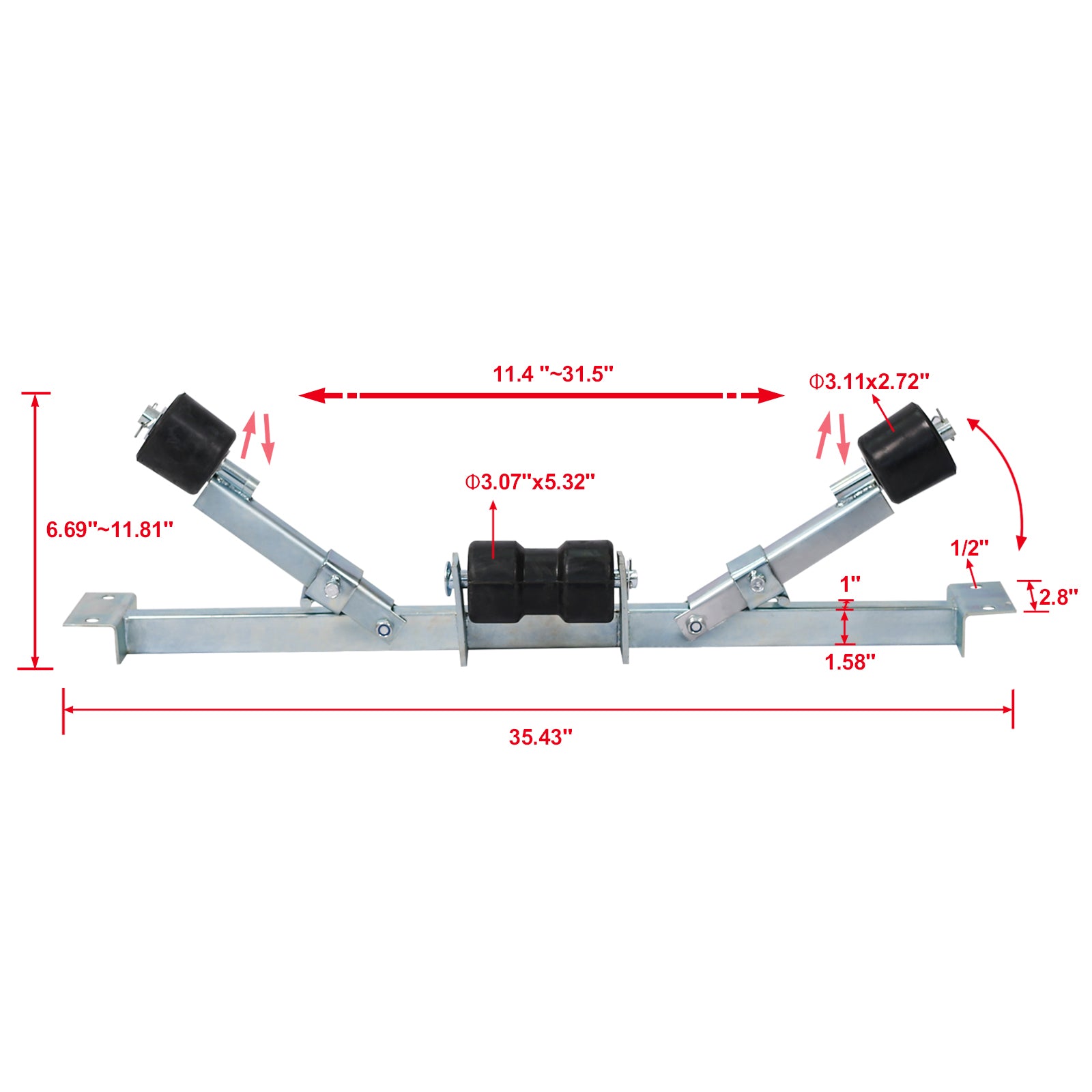 Boat Trailer Bottom Support Bracket with Keel Rollers capacity 1102lb image 8