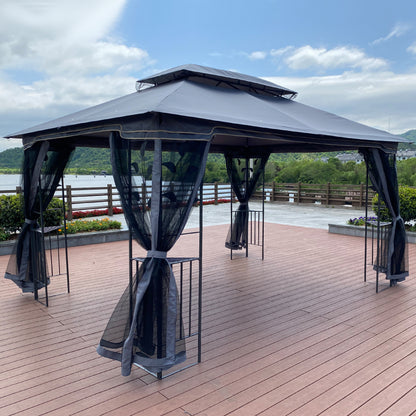 13x10 Outdoor Patio Gazebo Canopy Tent With Ventilated Double Roof And Mosquito net(Detachable Mesh Screen On All Sides),Suitable for Lawn, Garden, Backyard and Deck,Gray Top image 7