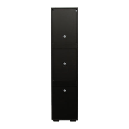 Black side cabinet with aluminum strip lamp,With large storage space image 8