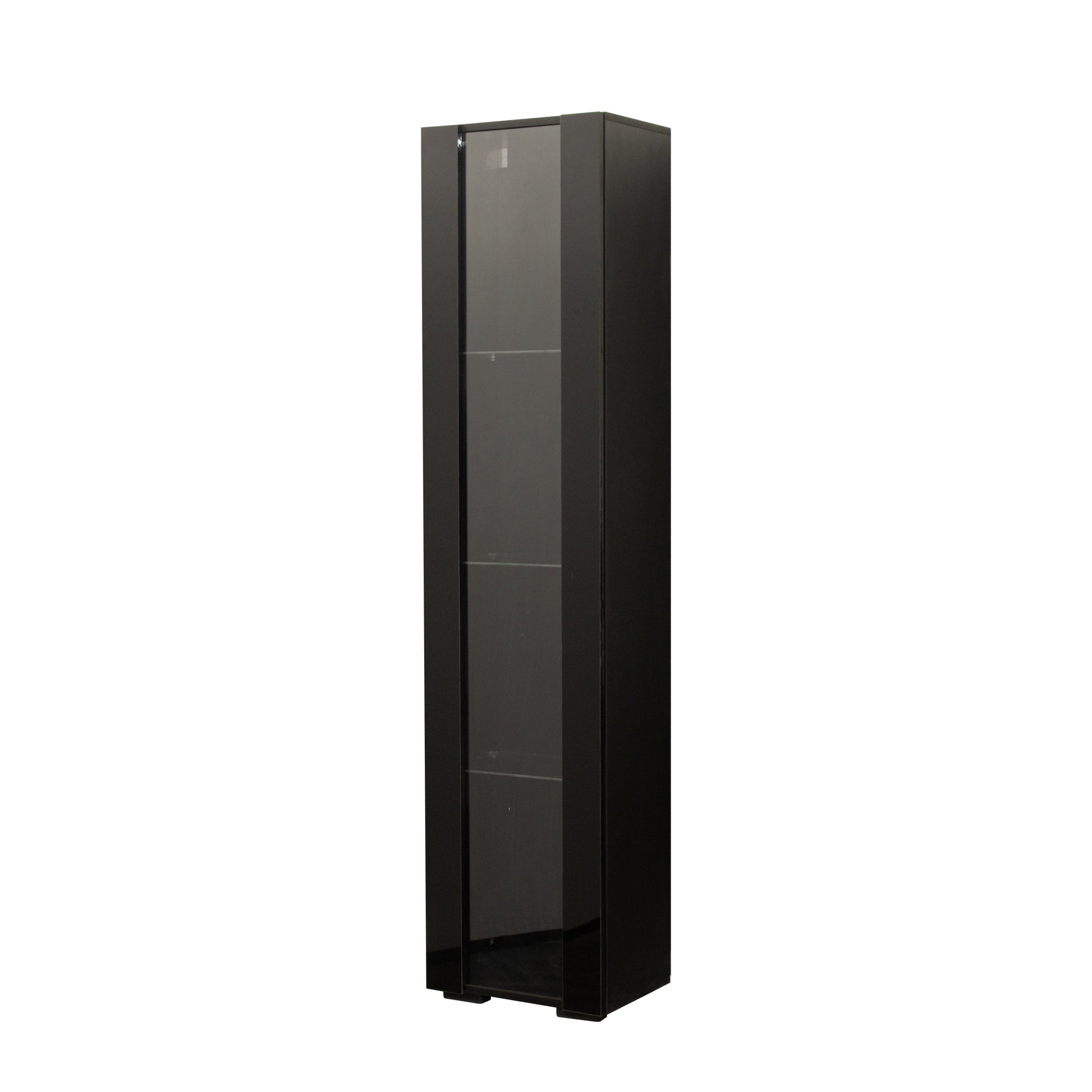 Black side cabinet with aluminum strip lamp,With large storage space image 12