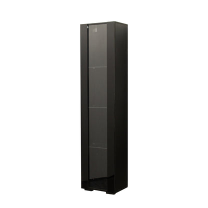 Black side cabinet with aluminum strip lamp,With large storage space image 12