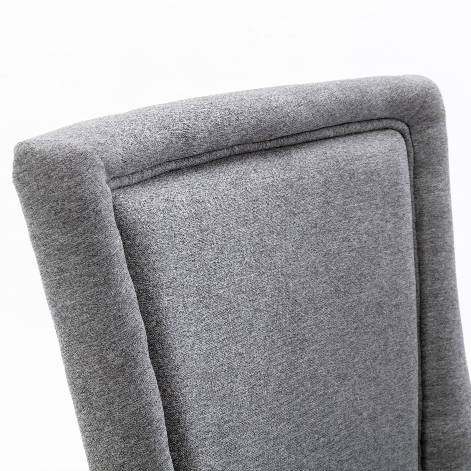 A&A Furniture,Ultra Side Dining Chair，Thickened fabric chairs with neutrally toned solid wood legs， Bronze nail head，Set of 2，Gray image 7