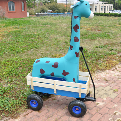 Outdoor Wagon All Terrain Pulling Wood Railing Air Tires Garden Cart image 10