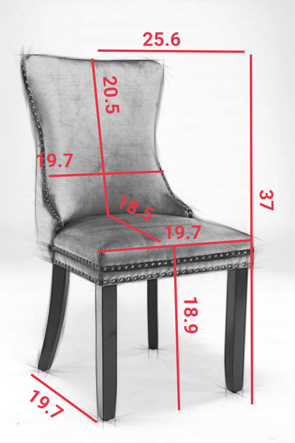 A&A Furniture,Upholstered Wing-Back Dining Chair with Backstitching Nailhead Trim and Solid Wood Legs,Set of 2, Beige,SW8809BG,KD image 12