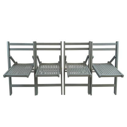 Furniture Slatted Wood Folding Special Event Chair - Gray, Set of 4, FOLDING CHAIR, FOLDABLE STYLE image 2