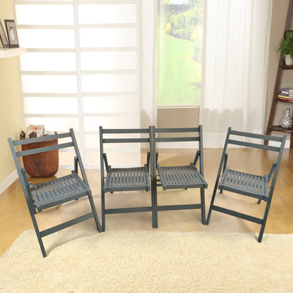 Furniture Slatted Wood Folding Special Event Chair - Gray, Set of 4, FOLDING CHAIR, FOLDABLE STYLE image 1
