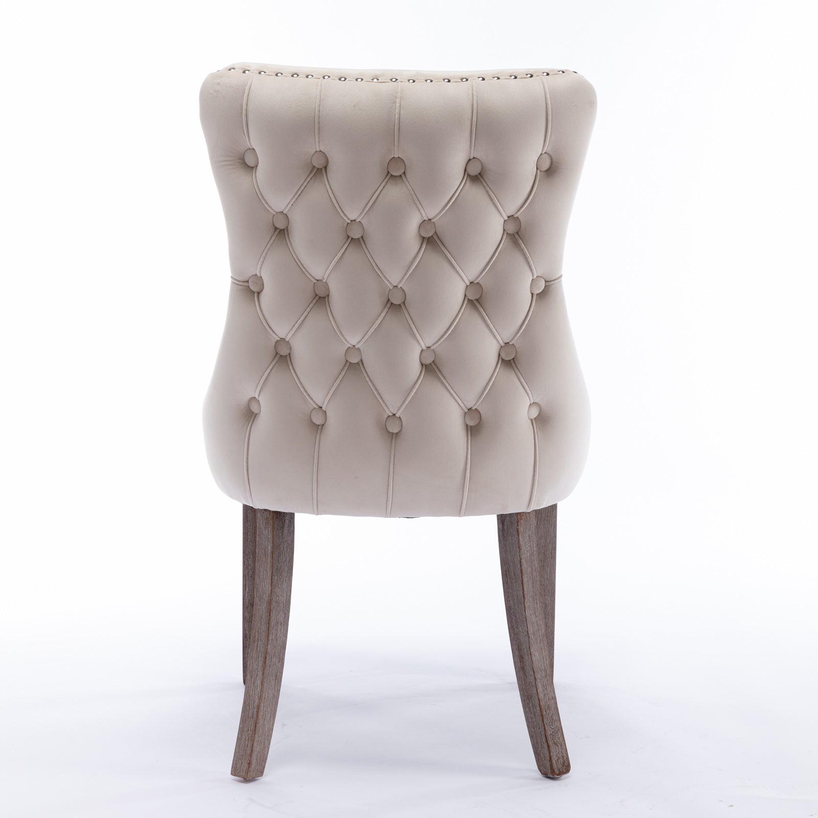 A&A Furniture,Upholstered Wing-Back Dining Chair with Backstitching Nailhead Trim and Solid Wood Legs,Set of 2, Beige,SW8809BG,KD image 8