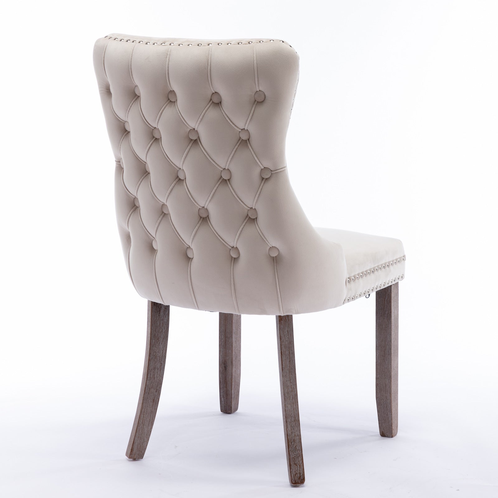 A&A Furniture,Upholstered Wing-Back Dining Chair with Backstitching Nailhead Trim and Solid Wood Legs,Set of 2, Beige,SW8809BG,KD image 7
