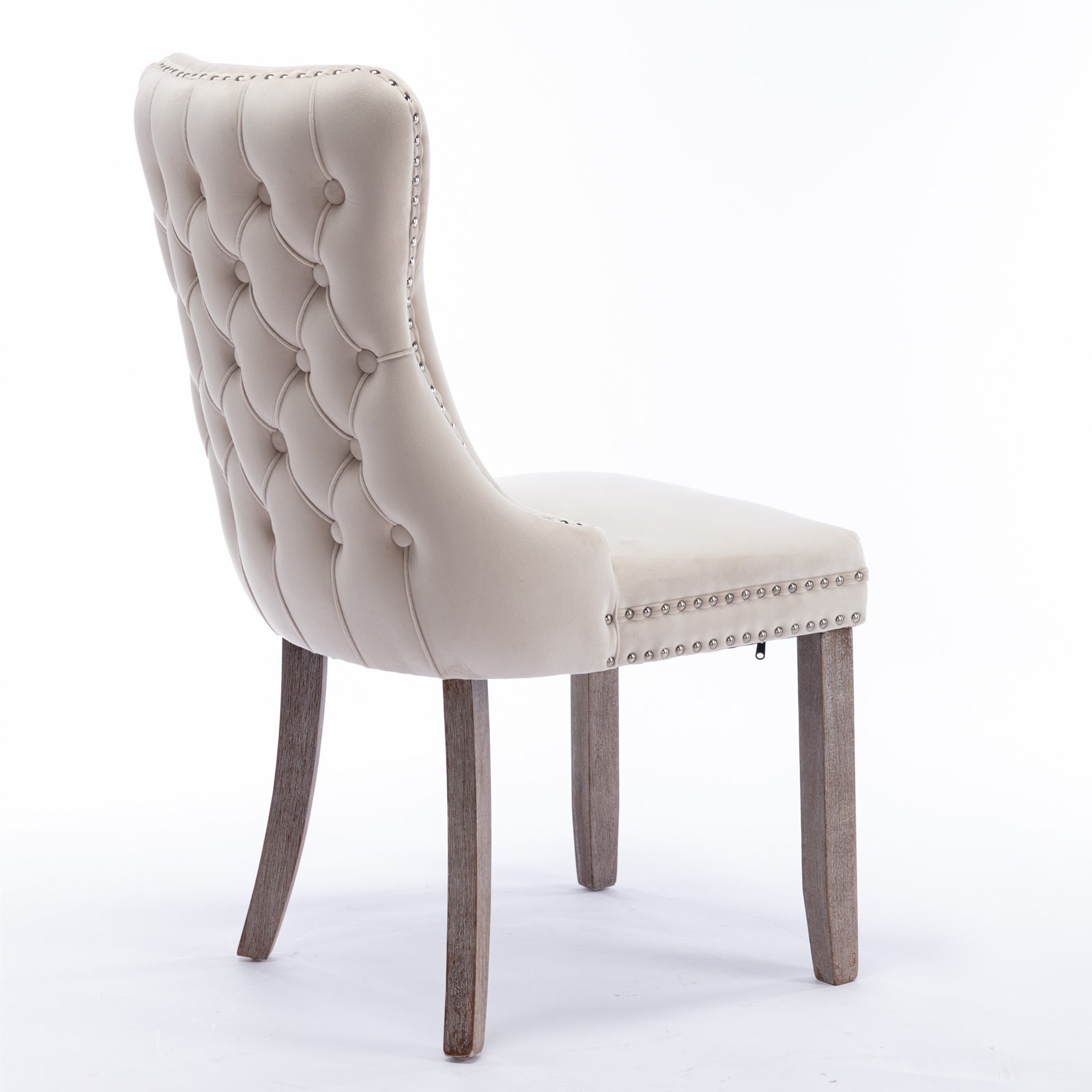 A&A Furniture,Upholstered Wing-Back Dining Chair with Backstitching Nailhead Trim and Solid Wood Legs,Set of 2, Beige,SW8809BG,KD image 6