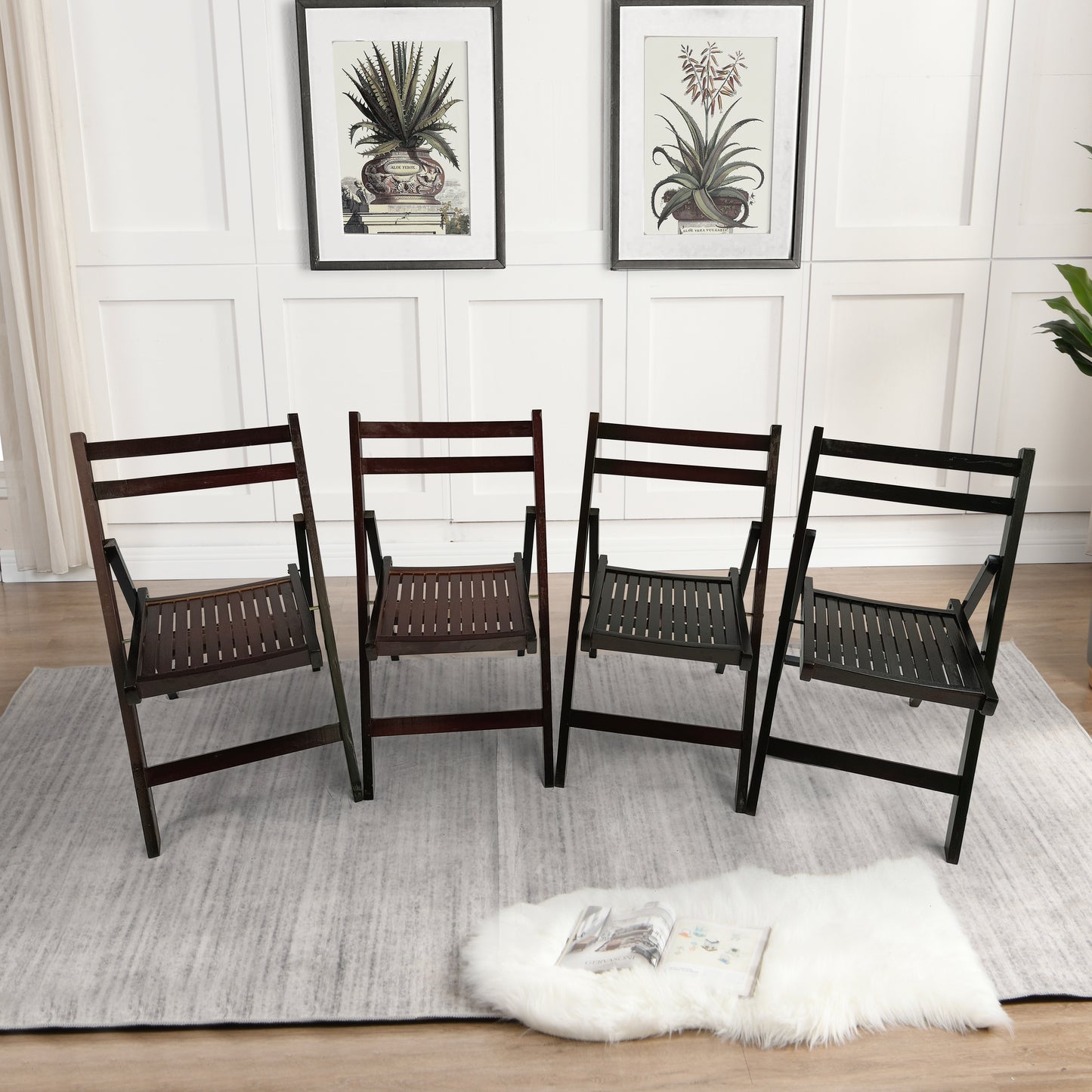 Furniture Slatted Wood Folding Special Event Chair - Cherry, Set of 4, FOLDING CHAIR, FOLDABLE STYLE image 1