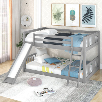 Full over Full Bunk Bed with Convertible Slide and Ladder, Gray(Old SKU: GX000708AAE) image 1