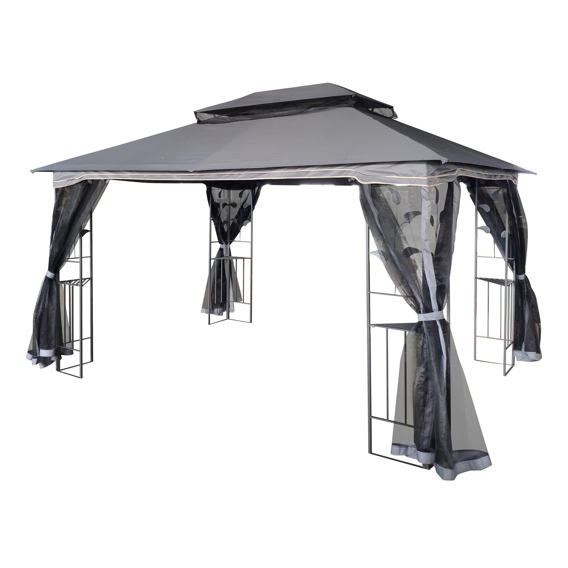 13x10 Outdoor Patio Gazebo Canopy Tent With Ventilated Double Roof And Mosquito net(Detachable Mesh Screen On All Sides),Suitable for Lawn, Garden, Backyard and Deck,Gray Top image 4