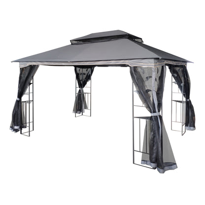 13x10 Outdoor Patio Gazebo Canopy Tent With Ventilated Double Roof And Mosquito net(Detachable Mesh Screen On All Sides),Suitable for Lawn, Garden, Backyard and Deck,Gray Top image 4