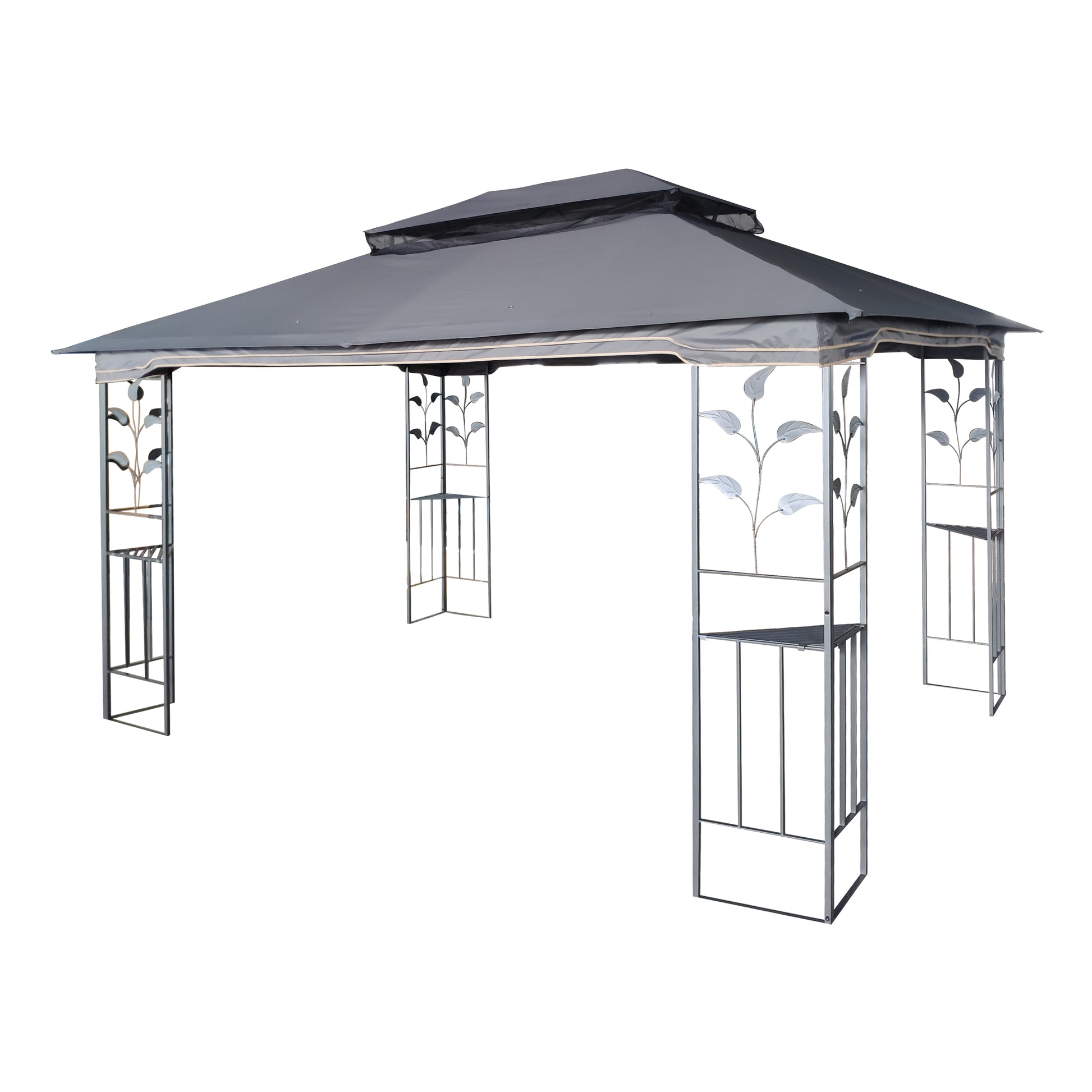 13x10 Outdoor Patio Gazebo Canopy Tent With Ventilated Double Roof And Mosquito net(Detachable Mesh Screen On All Sides),Suitable for Lawn, Garden, Backyard and Deck,Gray Top image 3