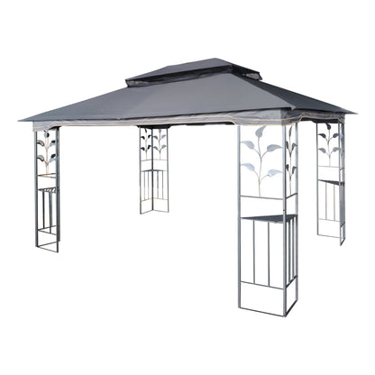 13x10 Outdoor Patio Gazebo Canopy Tent With Ventilated Double Roof And Mosquito net(Detachable Mesh Screen On All Sides),Suitable for Lawn, Garden, Backyard and Deck,Gray Top image 3