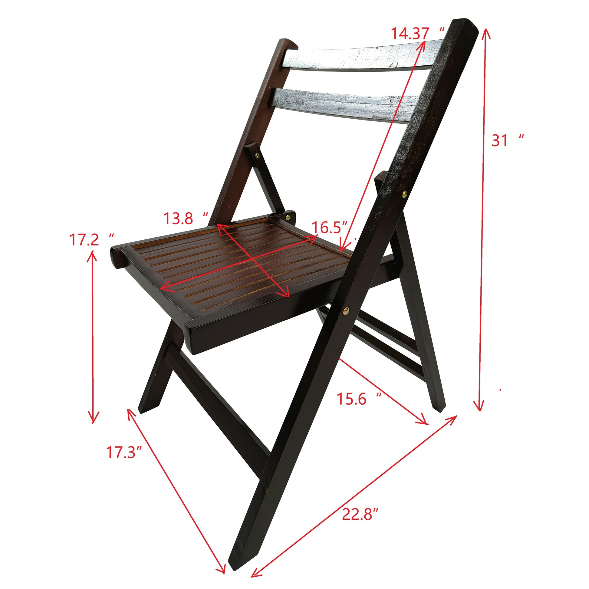 Furniture Slatted Wood Folding Special Event Chair - Cherry, Set of 4, FOLDING CHAIR, FOLDABLE STYLE image 7