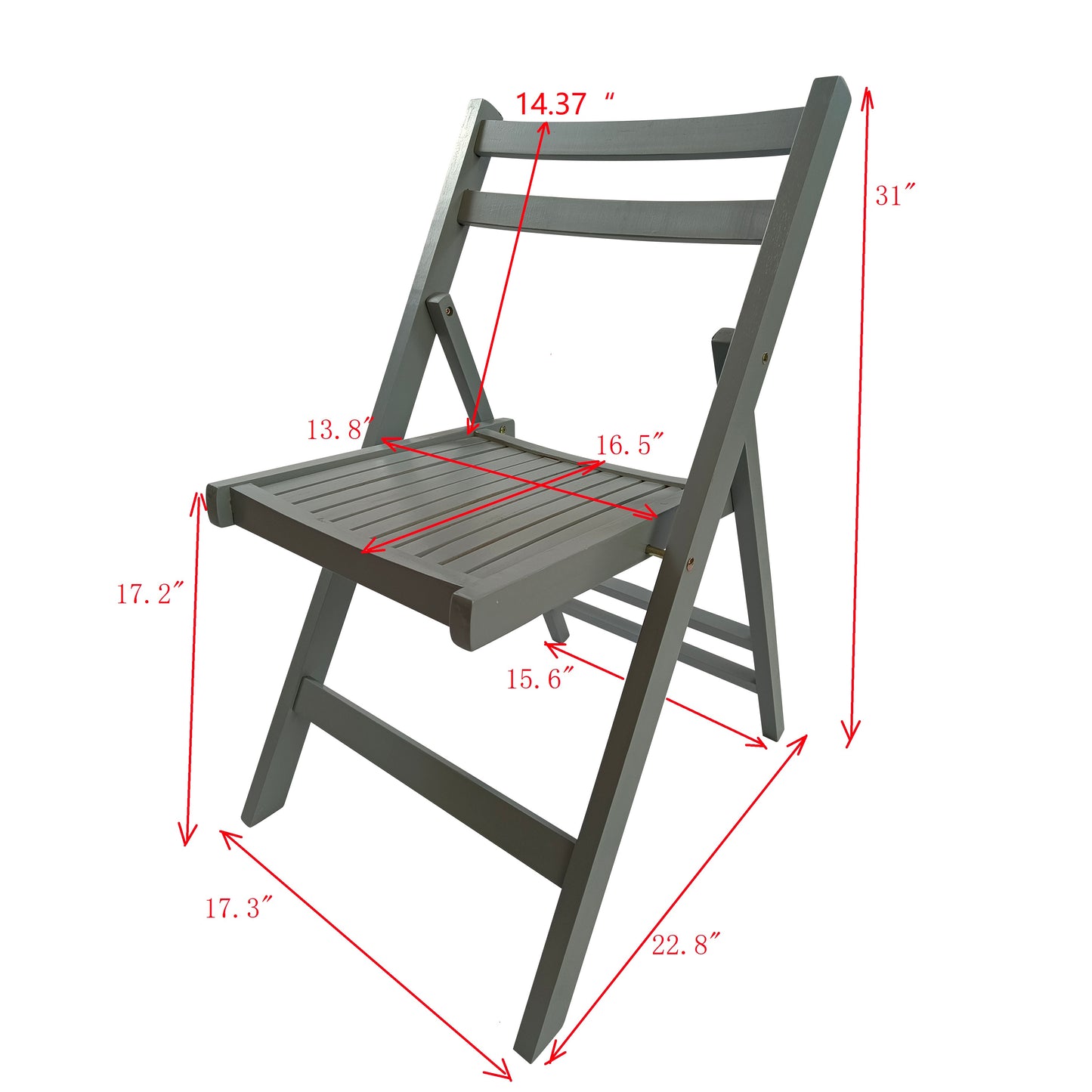 Furniture Slatted Wood Folding Special Event Chair - Gray, Set of 4, FOLDING CHAIR, FOLDABLE STYLE image 9