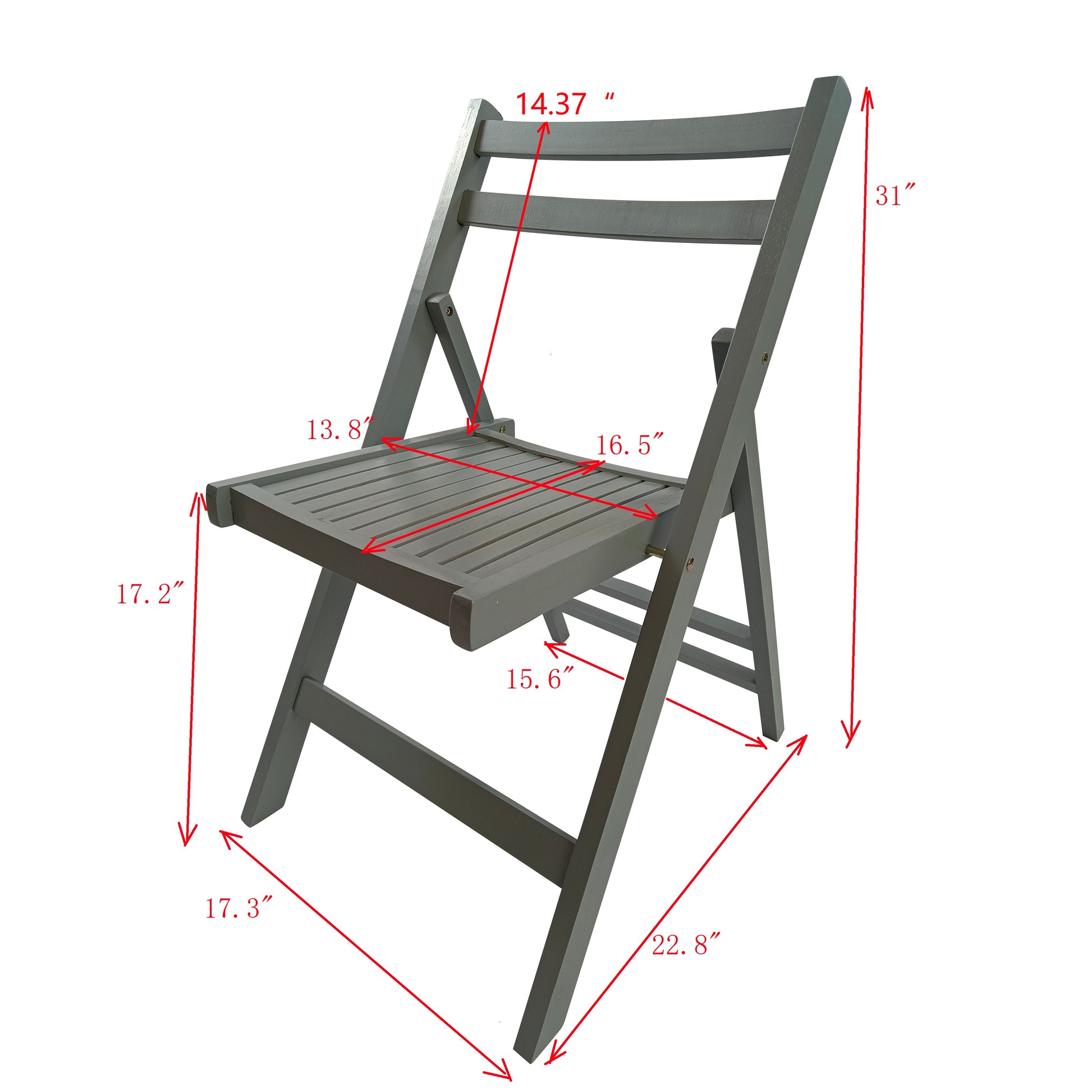 Furniture Slatted Wood Folding Special Event Chair - Gray, Set of 4, FOLDING CHAIR, FOLDABLE STYLE image 9