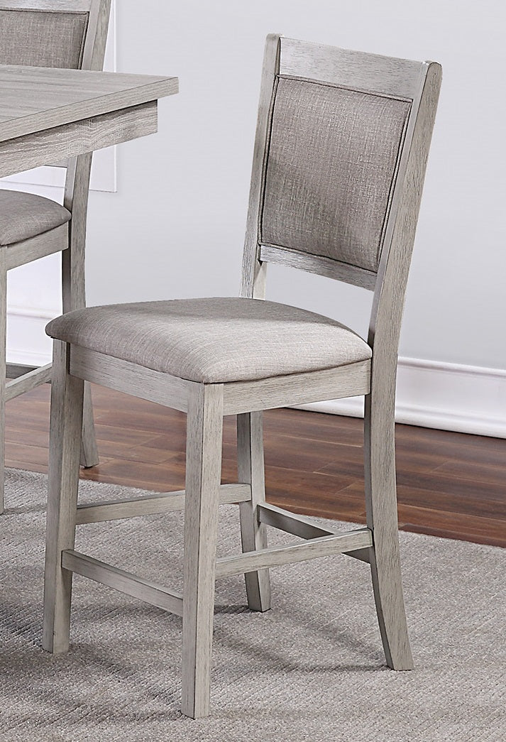 Dining Room Furniture Counter Height 5pc Set Square Table w Shelves Cushion Chairs Modern Style Rustic Grey image 9