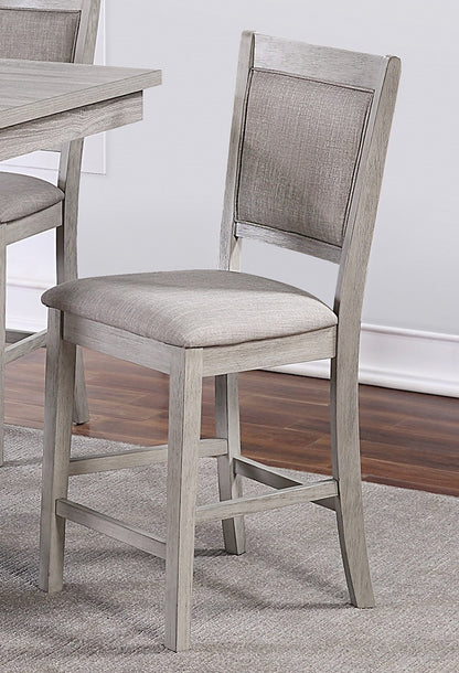 Dining Room Furniture Counter Height 5pc Set Square Table w Shelves Cushion Chairs Modern Style Rustic Grey image 9