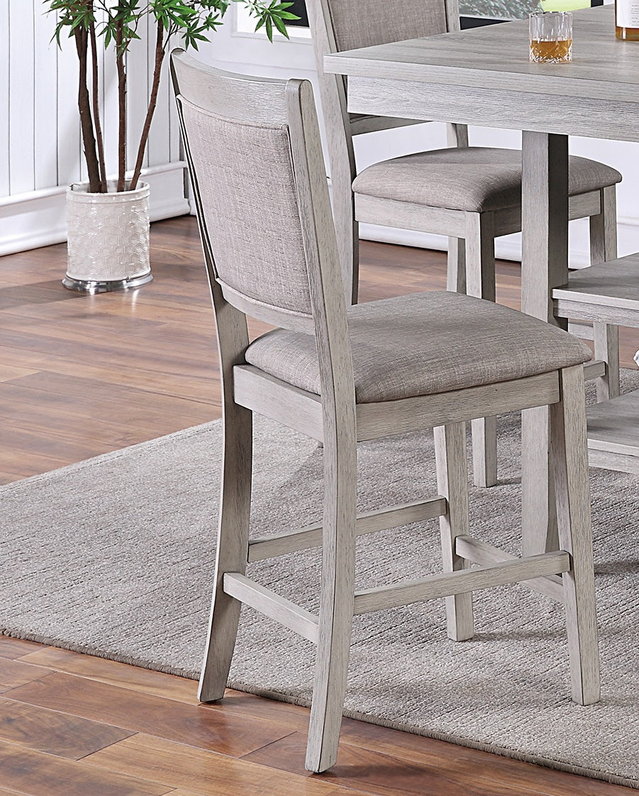 Dining Room Furniture Counter Height 5pc Set Square Table w Shelves Cushion Chairs Modern Style Rustic Grey image 8