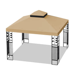 10x10 Ft Outdoor Patio Gazebo Replacement Canopy,Double Tiered Gazebo Tent Roof Top Cover Only(Frame Not Include)