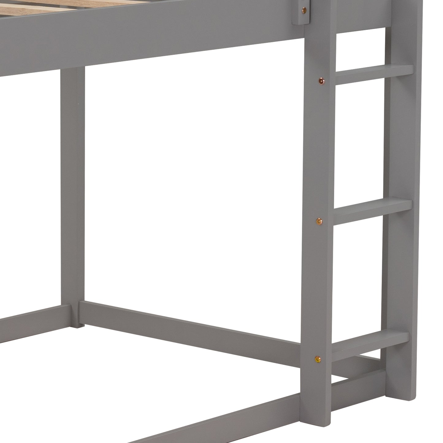 Twin over Twin Low Bunk Bed, House Bed with Ladder, Gray(OLD SKU:WF197808AAE) image 8