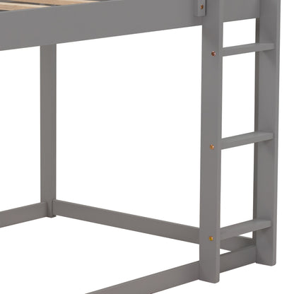 Twin over Twin Low Bunk Bed, House Bed with Ladder, Gray(OLD SKU:WF197808AAE) image 8