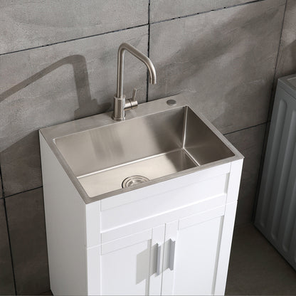 24in Stainless Steel Washing Sink w/ Faucet Hoses and Drain Head Only(Update) image 4