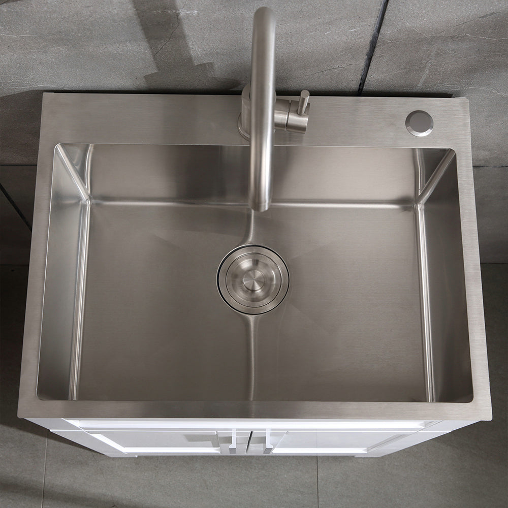 24in Stainless Steel Washing Sink w/ Faucet Hoses and Drain Head Only(Update) image 3