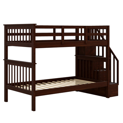 Stairway Twin-Over-Twin Bunk Bed with Storage and Guard Rail for Bedroom, Dorm, Espresso color(OLD SKU:LT000109AAP) image 6