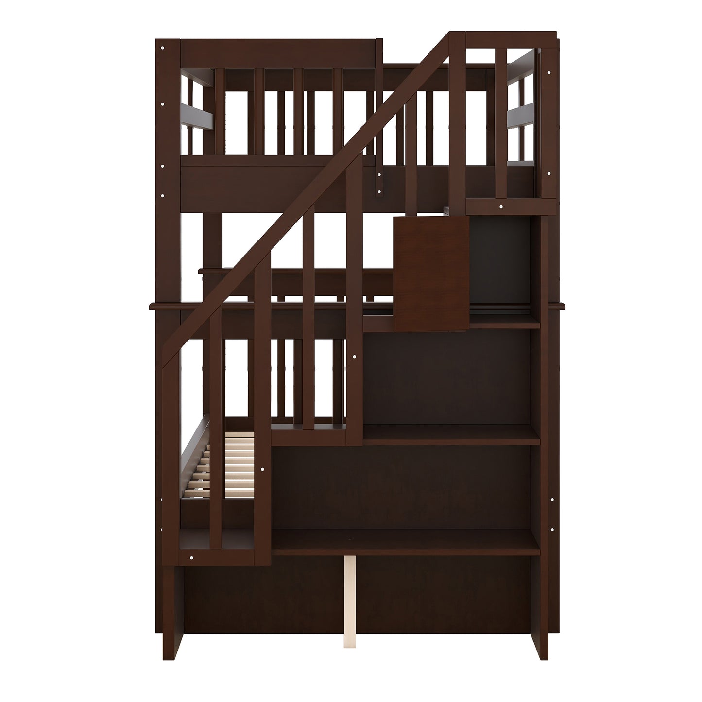 Stairway Twin-Over-Twin Bunk Bed with Storage and Guard Rail for Bedroom, Dorm, Espresso color(OLD SKU:LT000109AAP) image 8