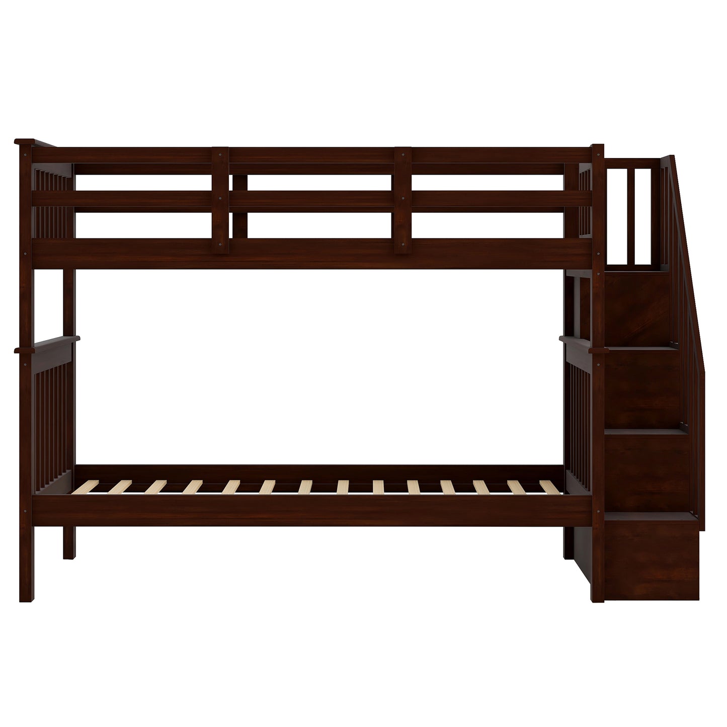 Stairway Twin-Over-Twin Bunk Bed with Storage and Guard Rail for Bedroom, Dorm, Espresso color(OLD SKU:LT000109AAP) image 4
