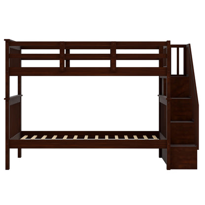Stairway Twin-Over-Twin Bunk Bed with Storage and Guard Rail for Bedroom, Dorm, Espresso color(OLD SKU:LT000109AAP) image 4