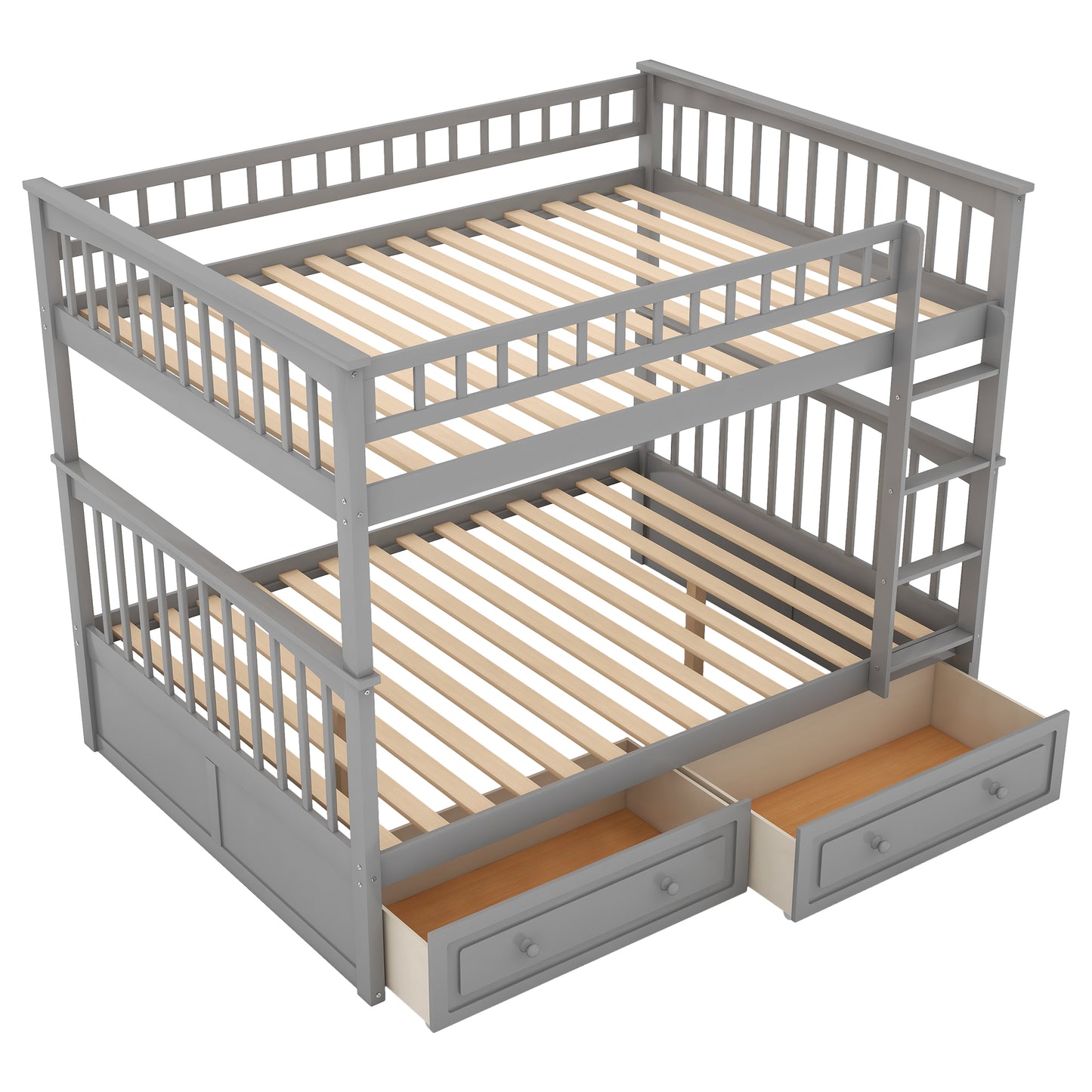 Full over Full Bunk Bed with Drawers, Convertible Beds, Gray(OLD SKU:SM000241AAE-1) image 7