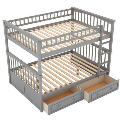 Full over Full Bunk Bed with Drawers, Convertible Beds, Gray(OLD SKU:SM000241AAE-1) image 7