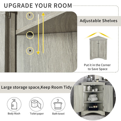 Oak Triangle Bathroom Storage Cabinet with Adjustable Shelves, Freestanding Floor Cabinet for Home Kitchen(Old SKU:WF291467AAL) image 11