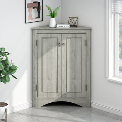 Oak Triangle Bathroom Storage Cabinet with Adjustable Shelves, Freestanding Floor Cabinet for Home Kitchen(Old SKU:WF291467AAL) image 4