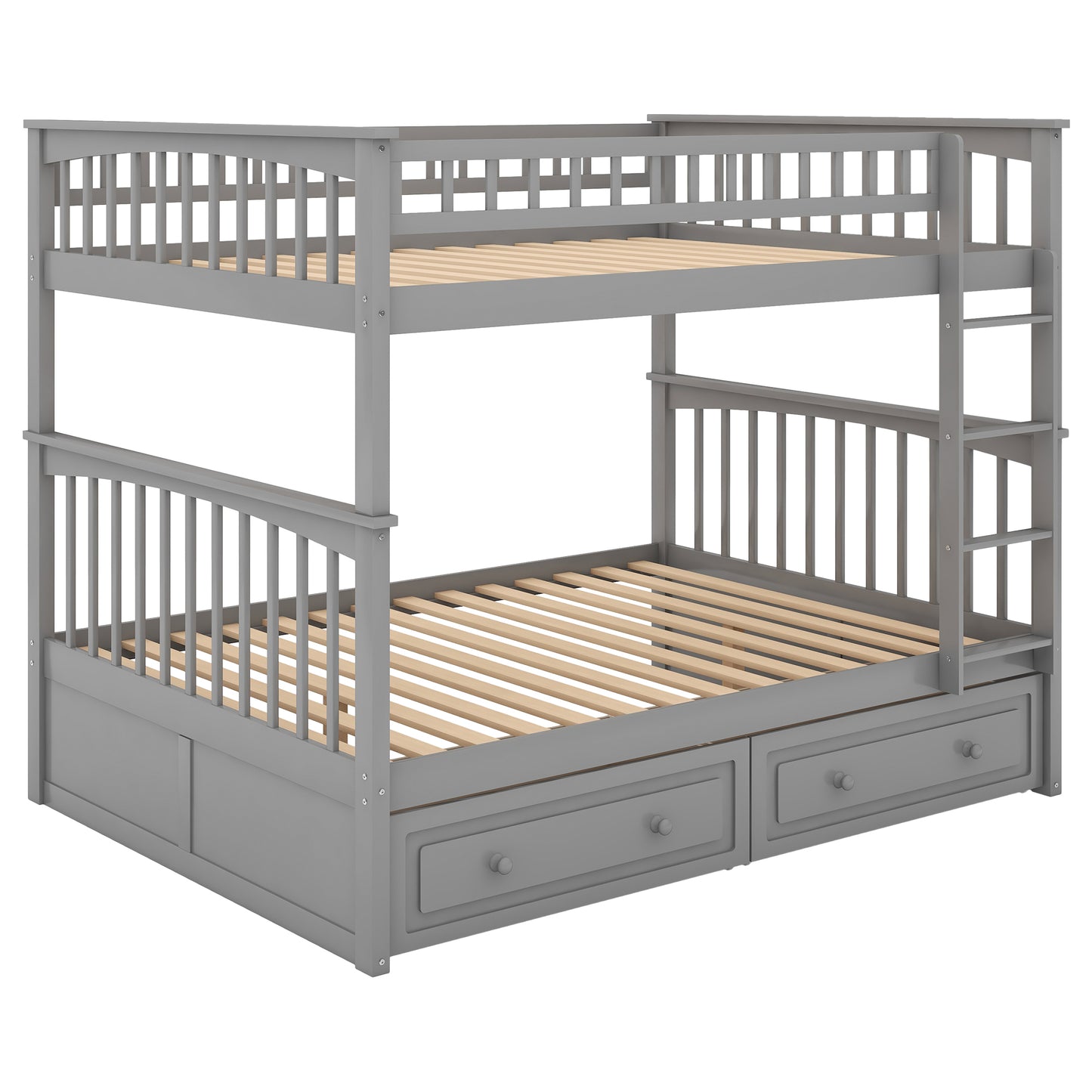 Full over Full Bunk Bed with Drawers, Convertible Beds, Gray(OLD SKU:SM000241AAE-1) image 10