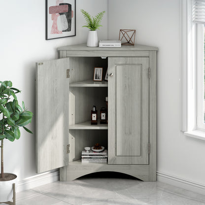 Oak Triangle Bathroom Storage Cabinet with Adjustable Shelves, Freestanding Floor Cabinet for Home Kitchen(Old SKU:WF291467AAL) image 6