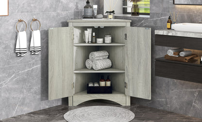Oak Triangle Bathroom Storage Cabinet with Adjustable Shelves, Freestanding Floor Cabinet for Home Kitchen(Old SKU:WF291467AAL) image 7