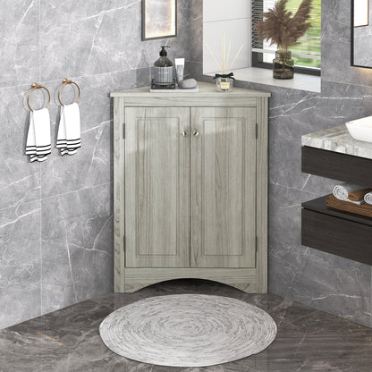 Oak Triangle Bathroom Storage Cabinet with Adjustable Shelves, Freestanding Floor Cabinet for Home Kitchen(Old SKU:WF291467AAL) image 2