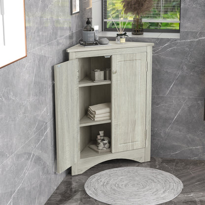 Oak Triangle Bathroom Storage Cabinet with Adjustable Shelves, Freestanding Floor Cabinet for Home Kitchen(Old SKU:WF291467AAL) image 3