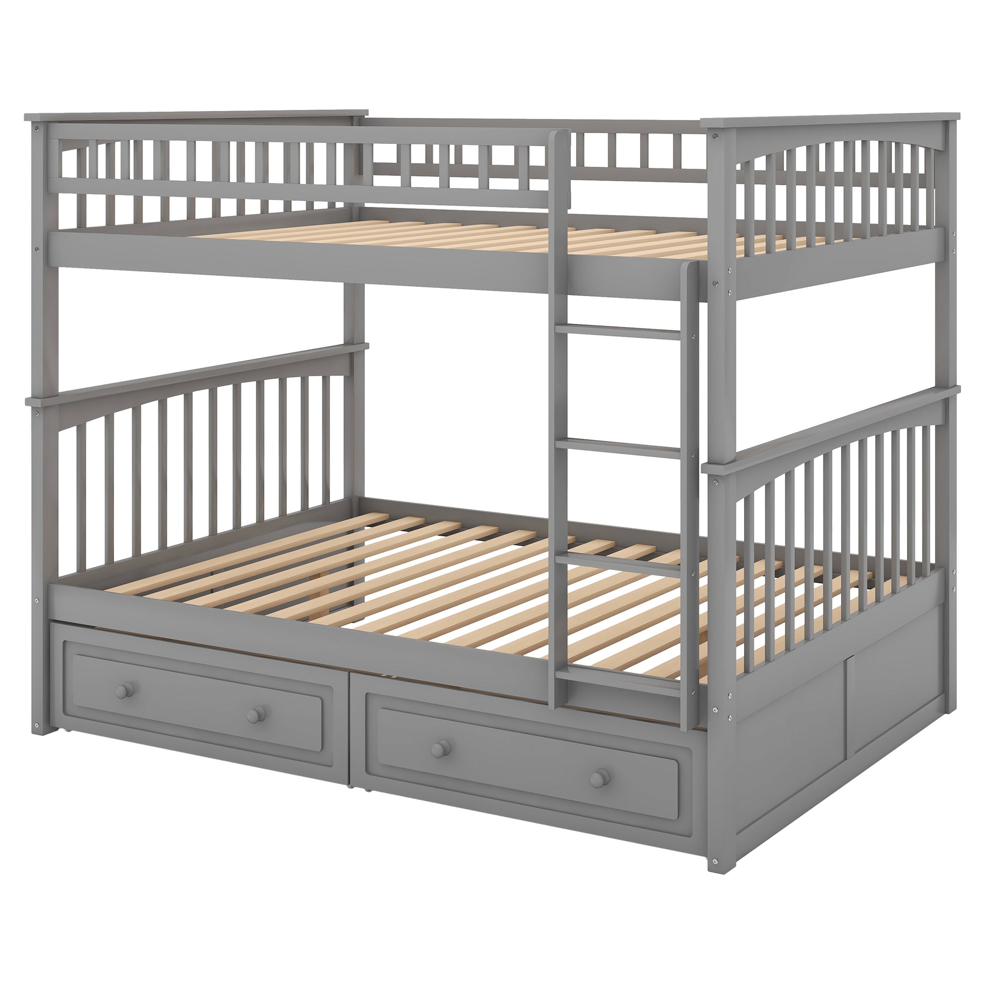 Full over Full Bunk Bed with Drawers, Convertible Beds, Gray(OLD SKU:SM000241AAE-1) image 9