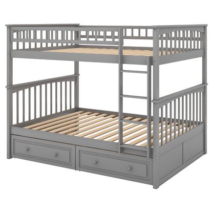 Full over Full Bunk Bed with Drawers, Convertible Beds, Gray(OLD SKU:SM000241AAE-1) image 9