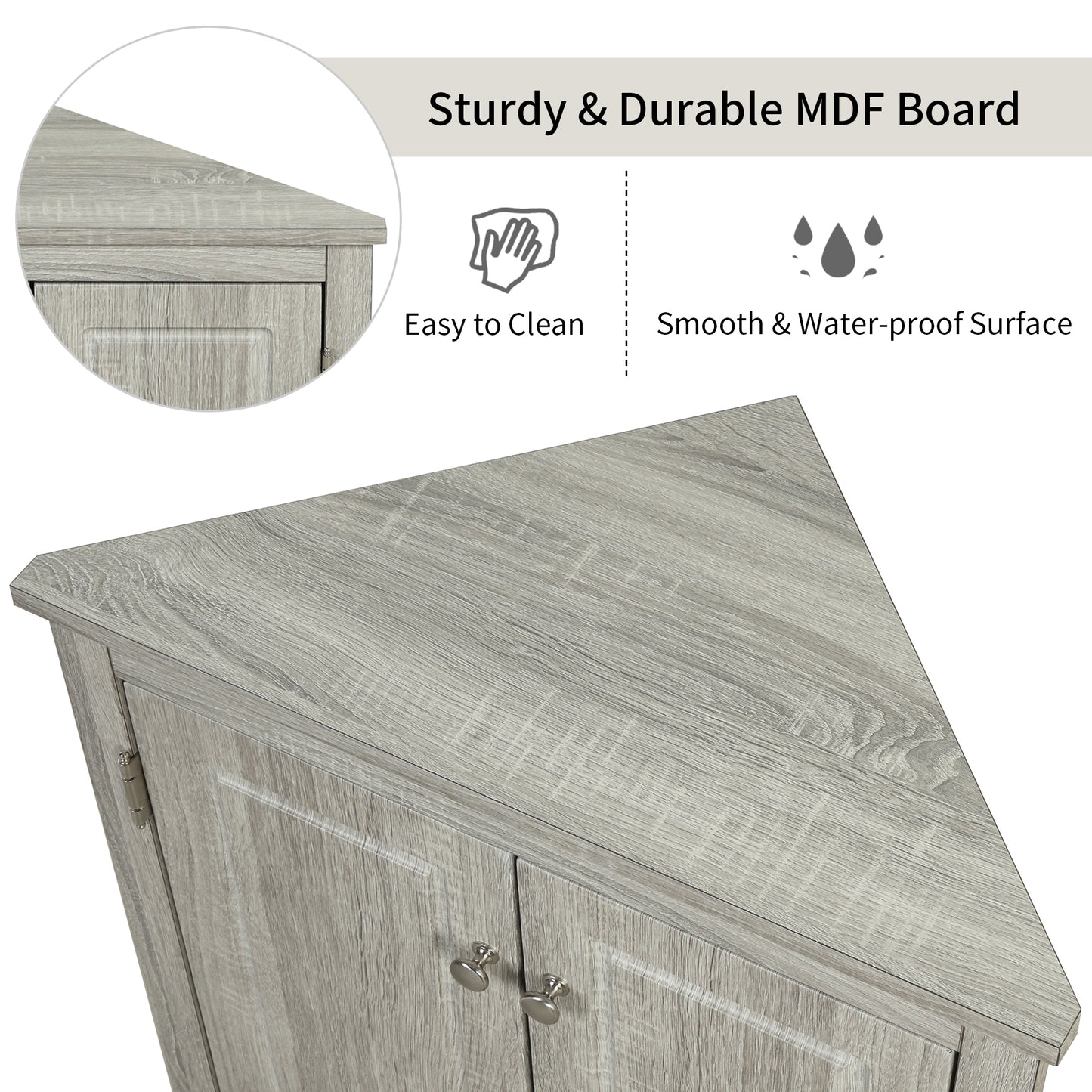 Oak Triangle Bathroom Storage Cabinet with Adjustable Shelves, Freestanding Floor Cabinet for Home Kitchen(Old SKU:WF291467AAL) image 10