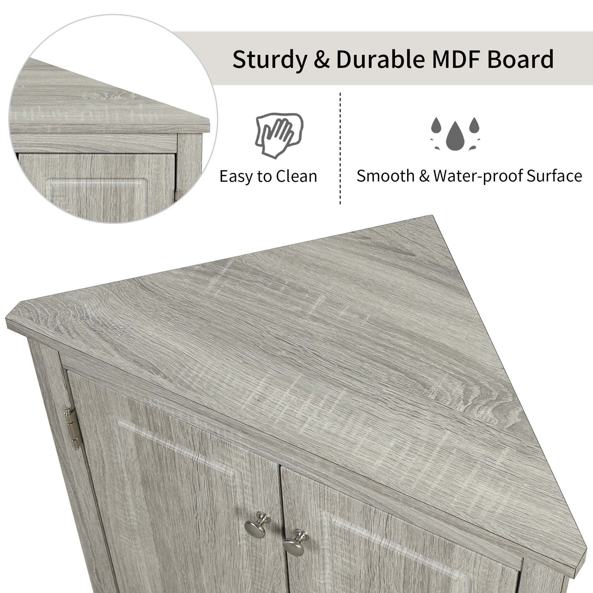 Oak Triangle Bathroom Storage Cabinet with Adjustable Shelves, Freestanding Floor Cabinet for Home Kitchen(Old SKU:WF291467AAL) image 10
