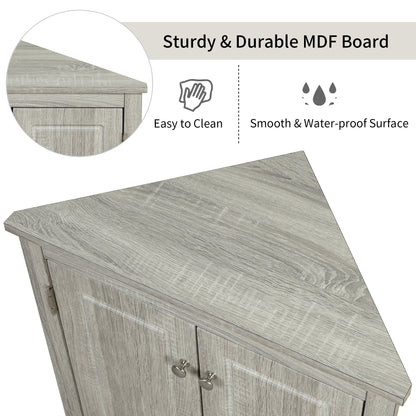 Oak Triangle Bathroom Storage Cabinet with Adjustable Shelves, Freestanding Floor Cabinet for Home Kitchen(Old SKU:WF291467AAL) image 10
