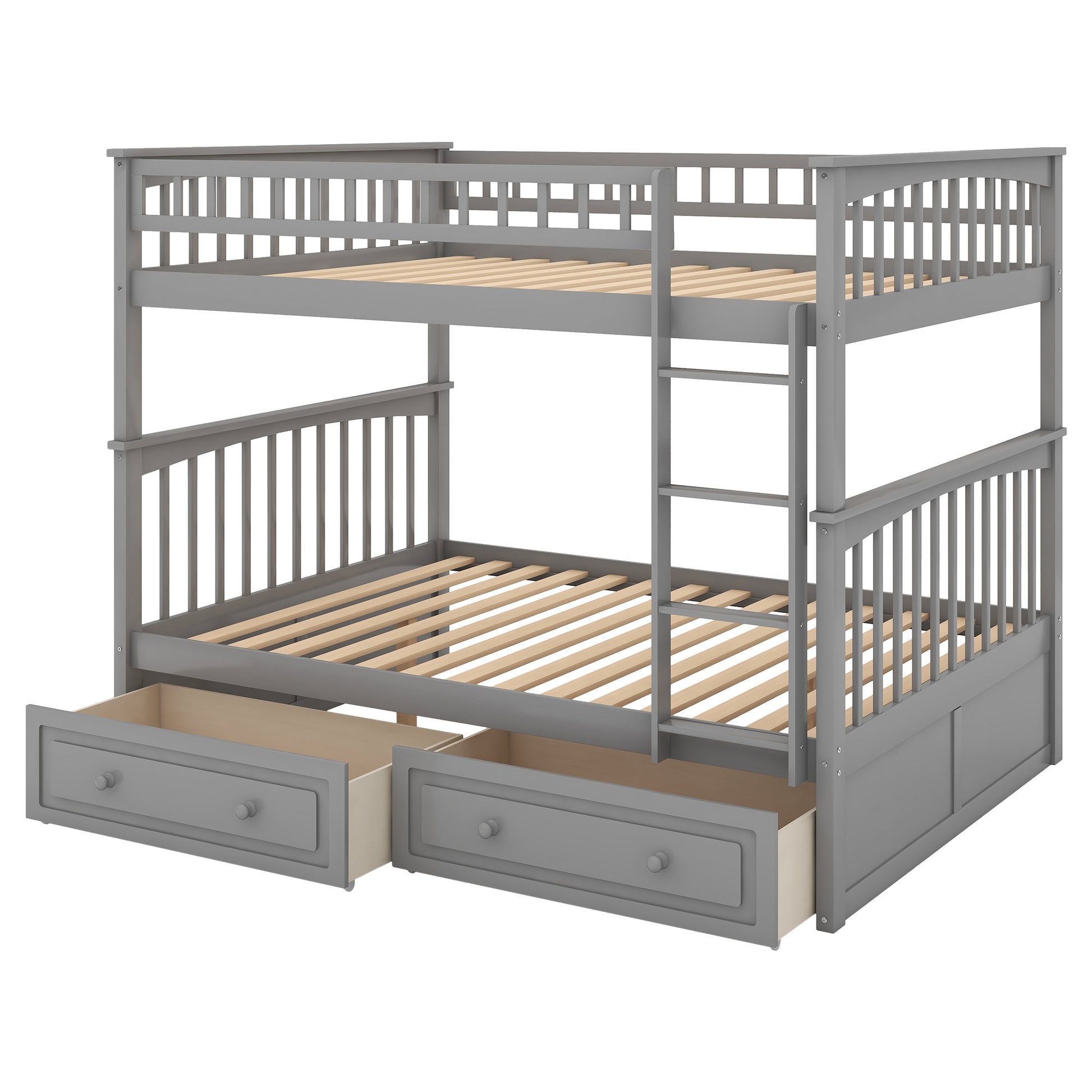 Full over Full Bunk Bed with Drawers, Convertible Beds, Gray(OLD SKU:SM000241AAE-1) image 8